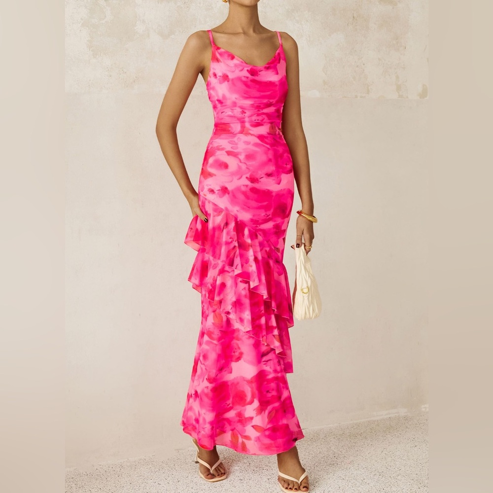 PRETTYGARDEN Maxi Dress Pink Floral